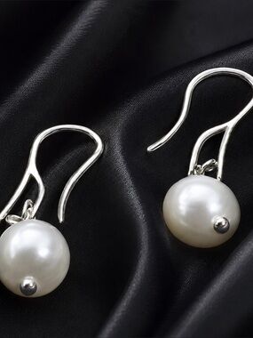 White Freshwater Pearl Earrings Sterling Silver 925 Minimalist Drop Gift